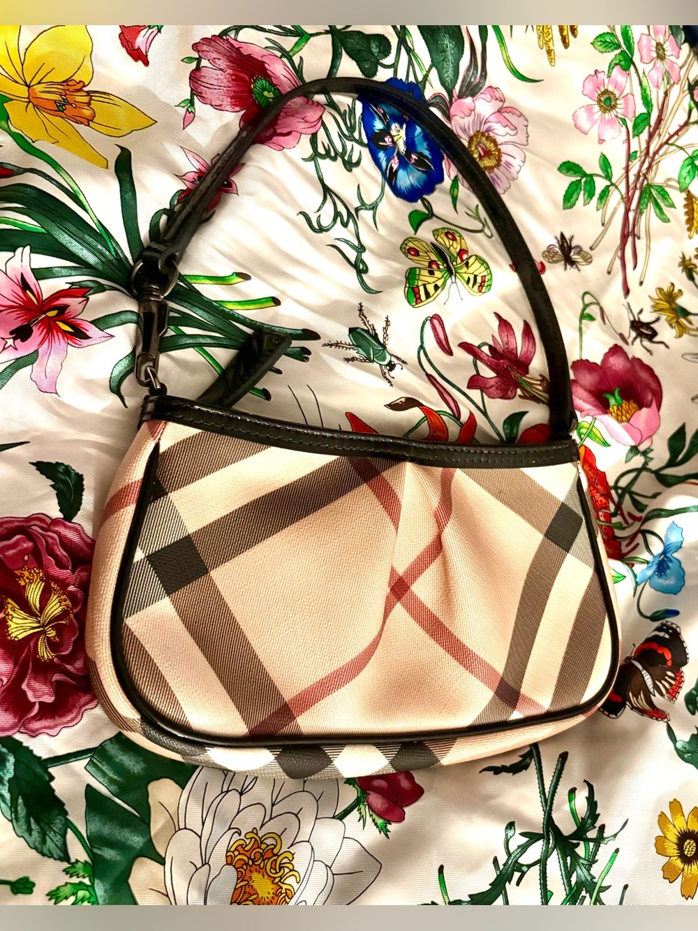 Burberry Check Shoulder Bag in Beige Plaid - Designer Style